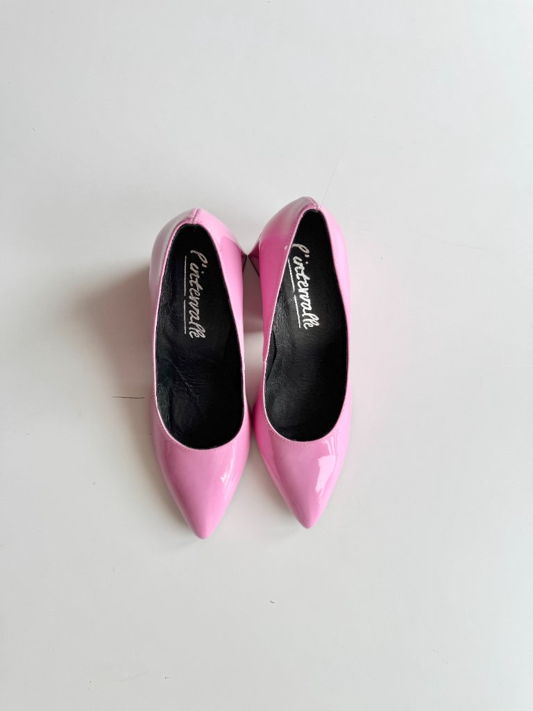 L'intervalle Pink Patent Leather Pointed Toe Chunky Heel Pumps, Size 36 — image 2 of 8
